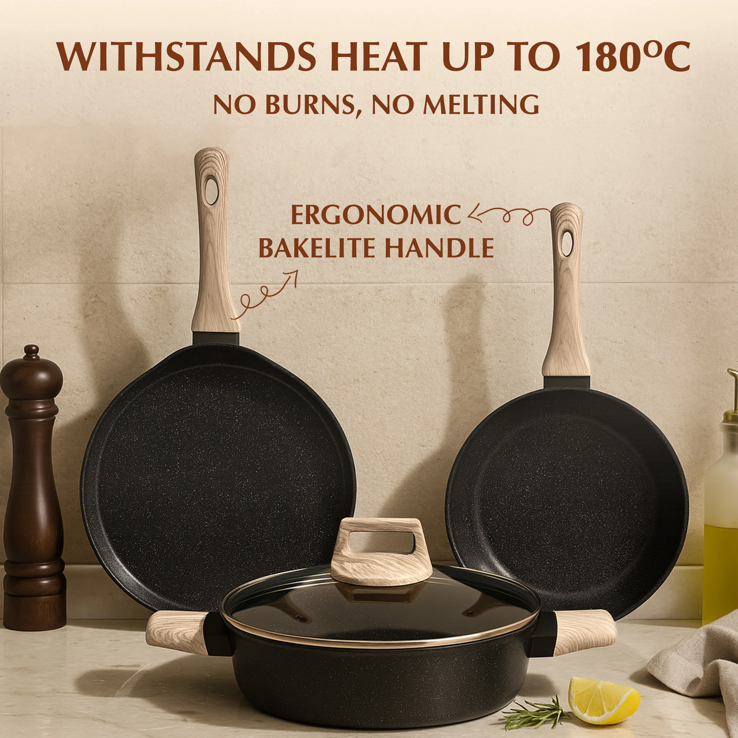 Belmont Ceramic Combo - Kadai + Tawa + Frypan - Image 7