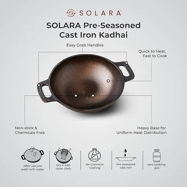 Cast Iron Combo - Kadai 10' Inch + Paniyaram 12 Cavities - Image 3