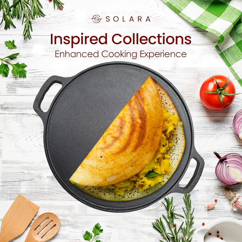 BlackForge Cast Iron Combo - Set of 3 - Kadai 10' inch + Paniyaram 12 cavities + Dosa Tawa 12' inch - Image 3