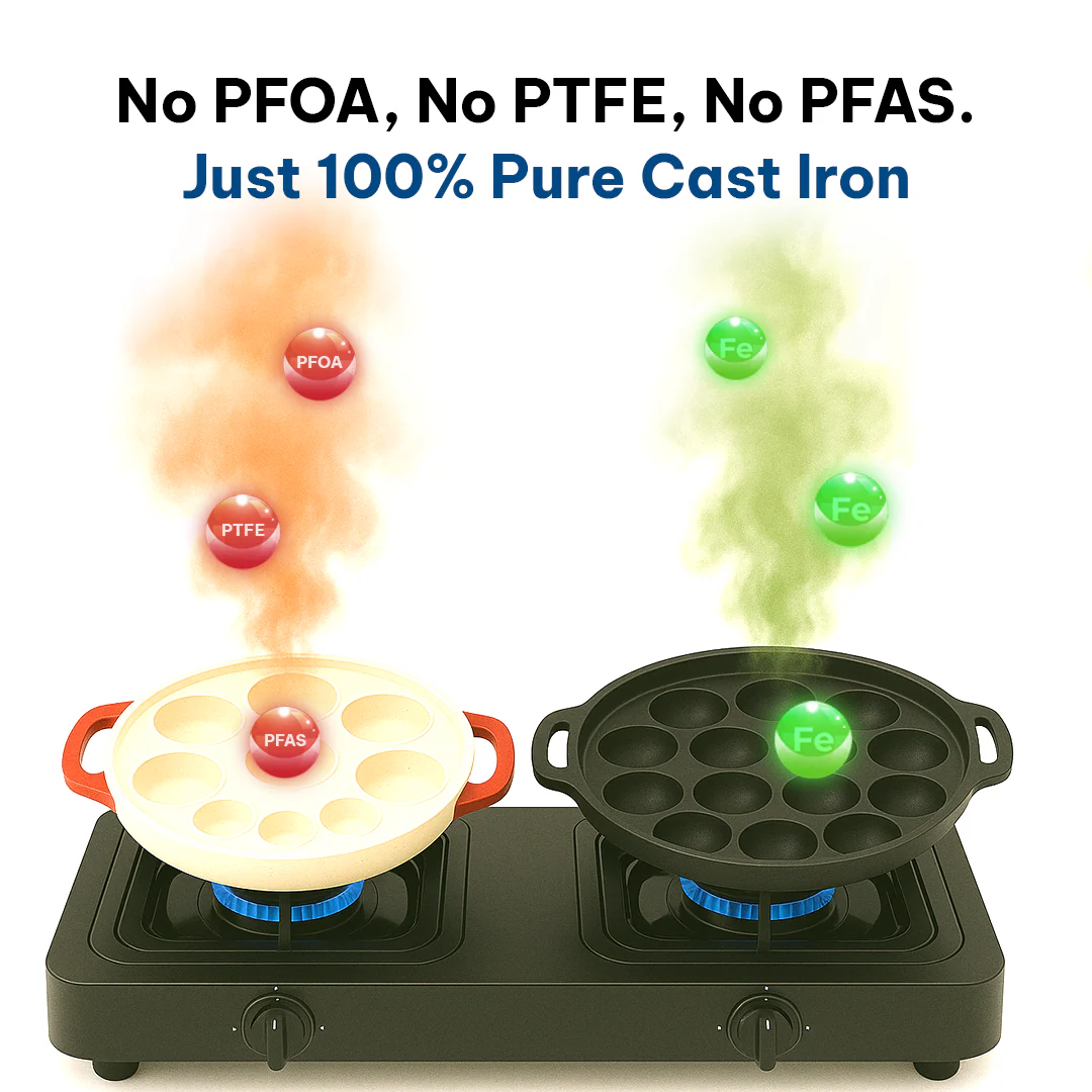 BlackForge Cast Iron Paniyaram - 12 Cavities - Image 6