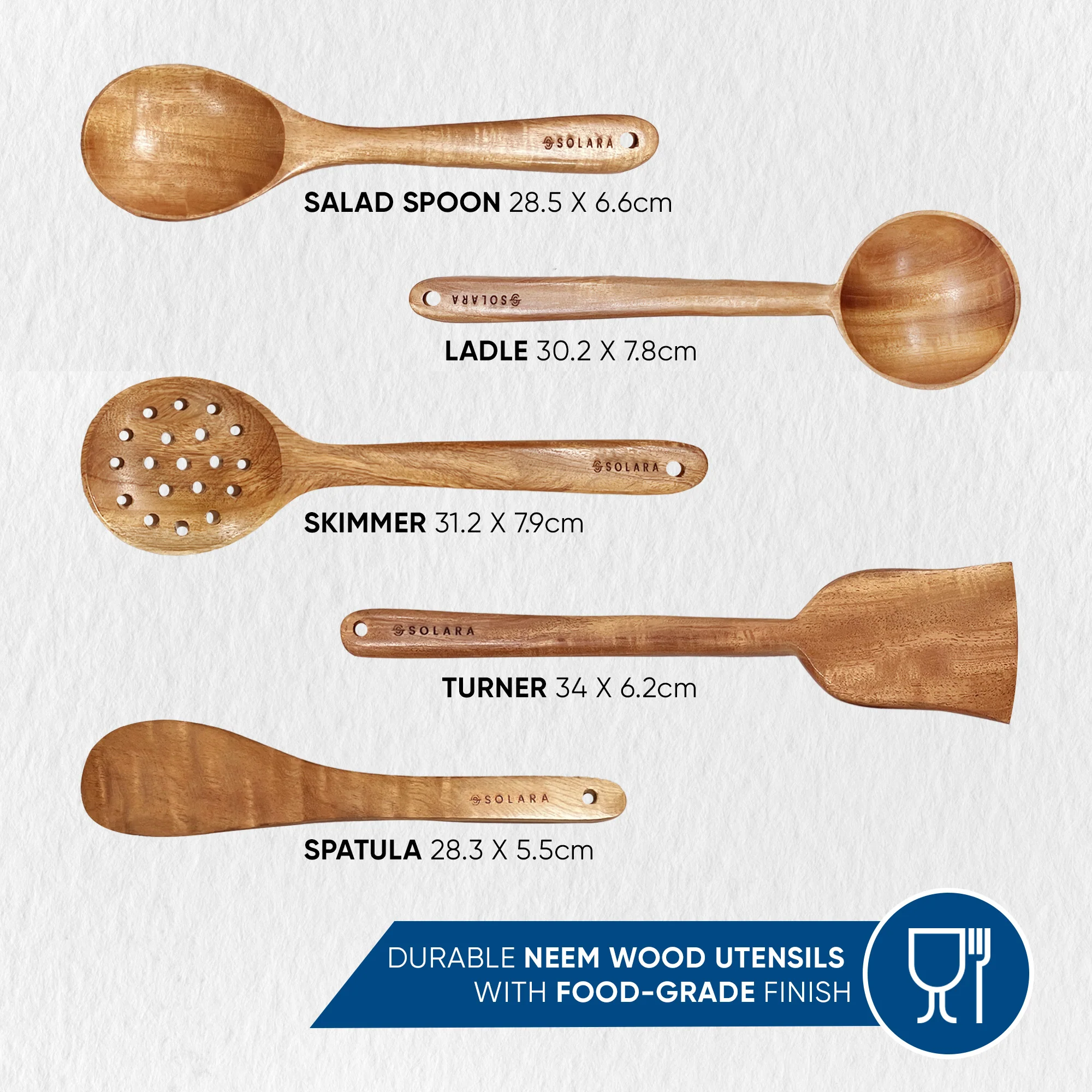 Neem Wood Spatula Set- Pack of 3 - Image 10