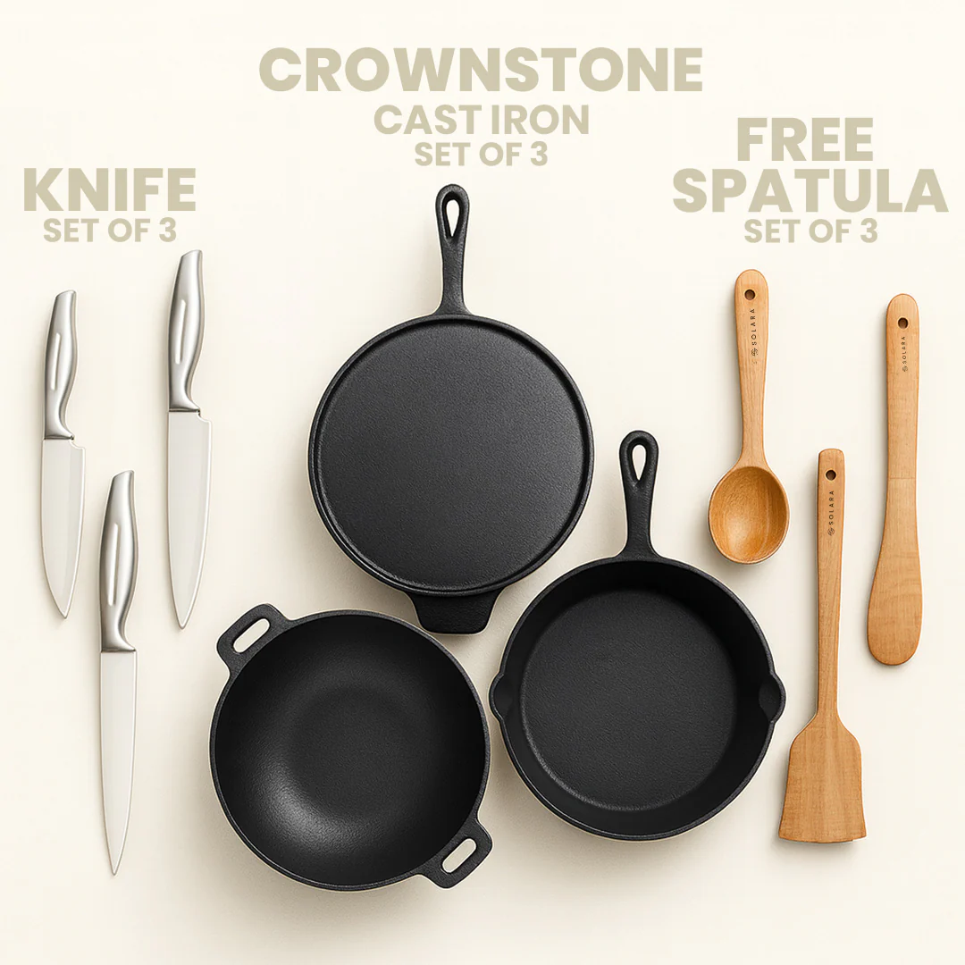 CrownStone Cast Iron Tawa with Handle - 12' Inch - Image 4
