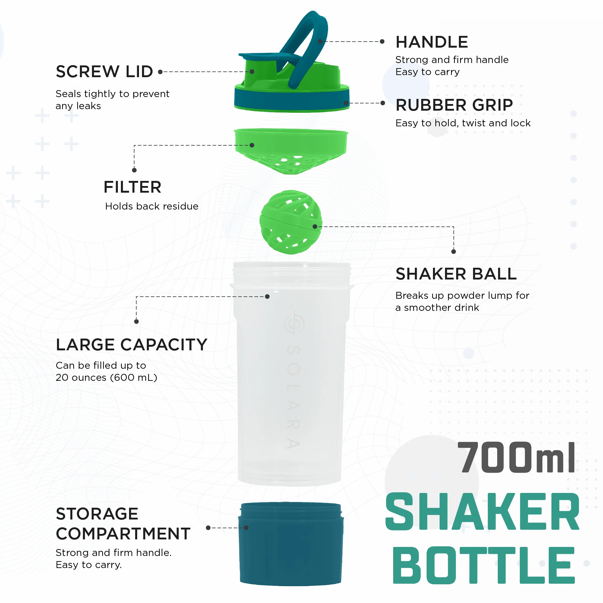 Protein Shaker Bottle -650 ML - Image 4
