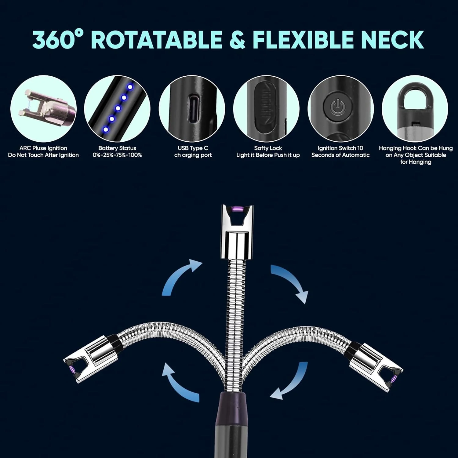 Rechargeable Electric Gas Lighter (Stainless Steel) - Image 3