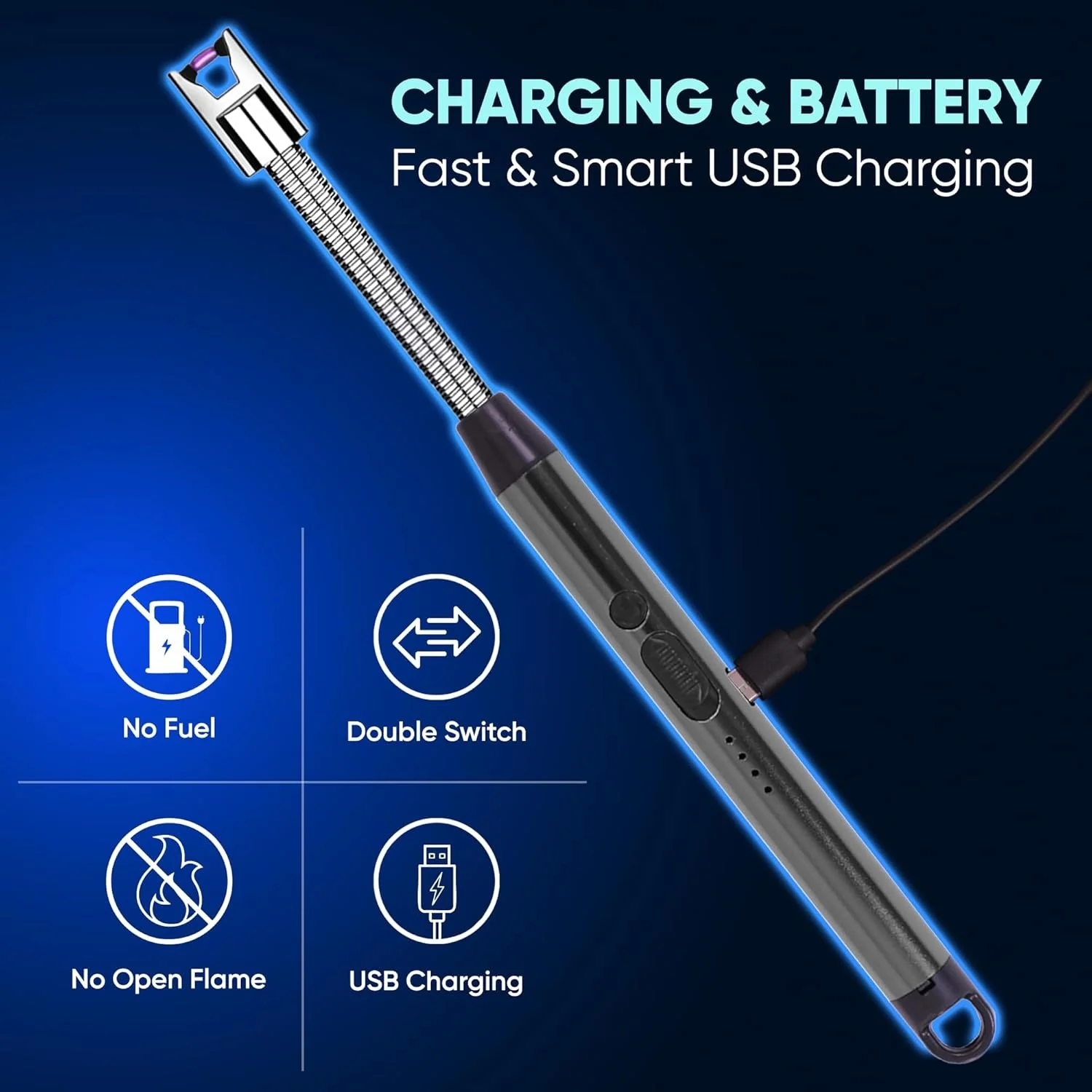 Rechargeable Electric Gas Lighter (Stainless Steel) - Image 4