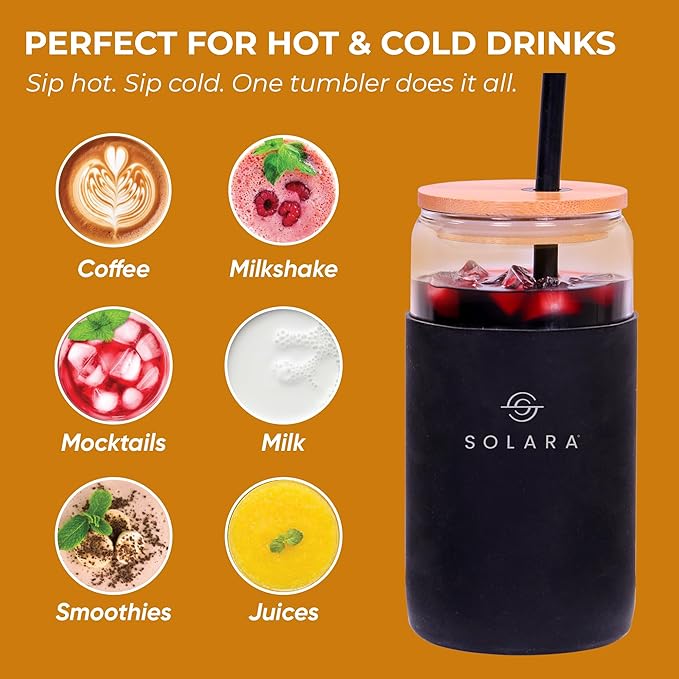 SOLARA Glass Tumbler with Bamboo Lid - Image 2