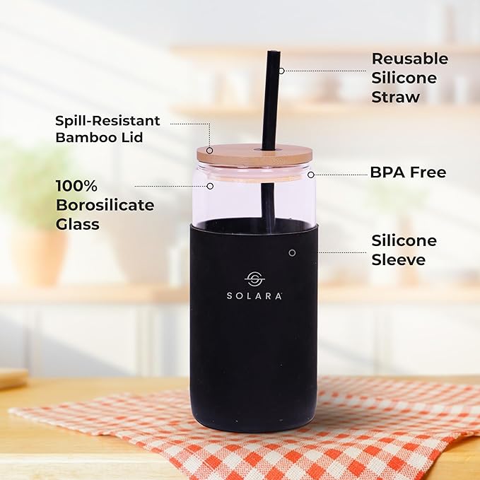 SOLARA Glass Tumbler with Bamboo Lid - Image 3