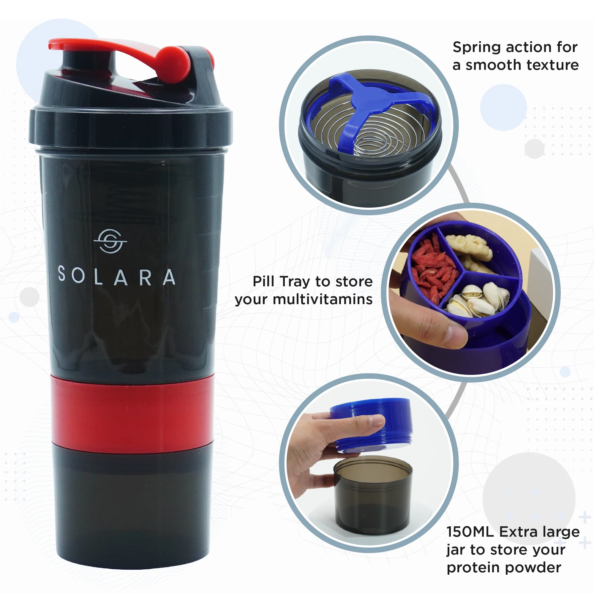 Protein Shaker Bottle with Spring Coil- 650 ML - Image 3