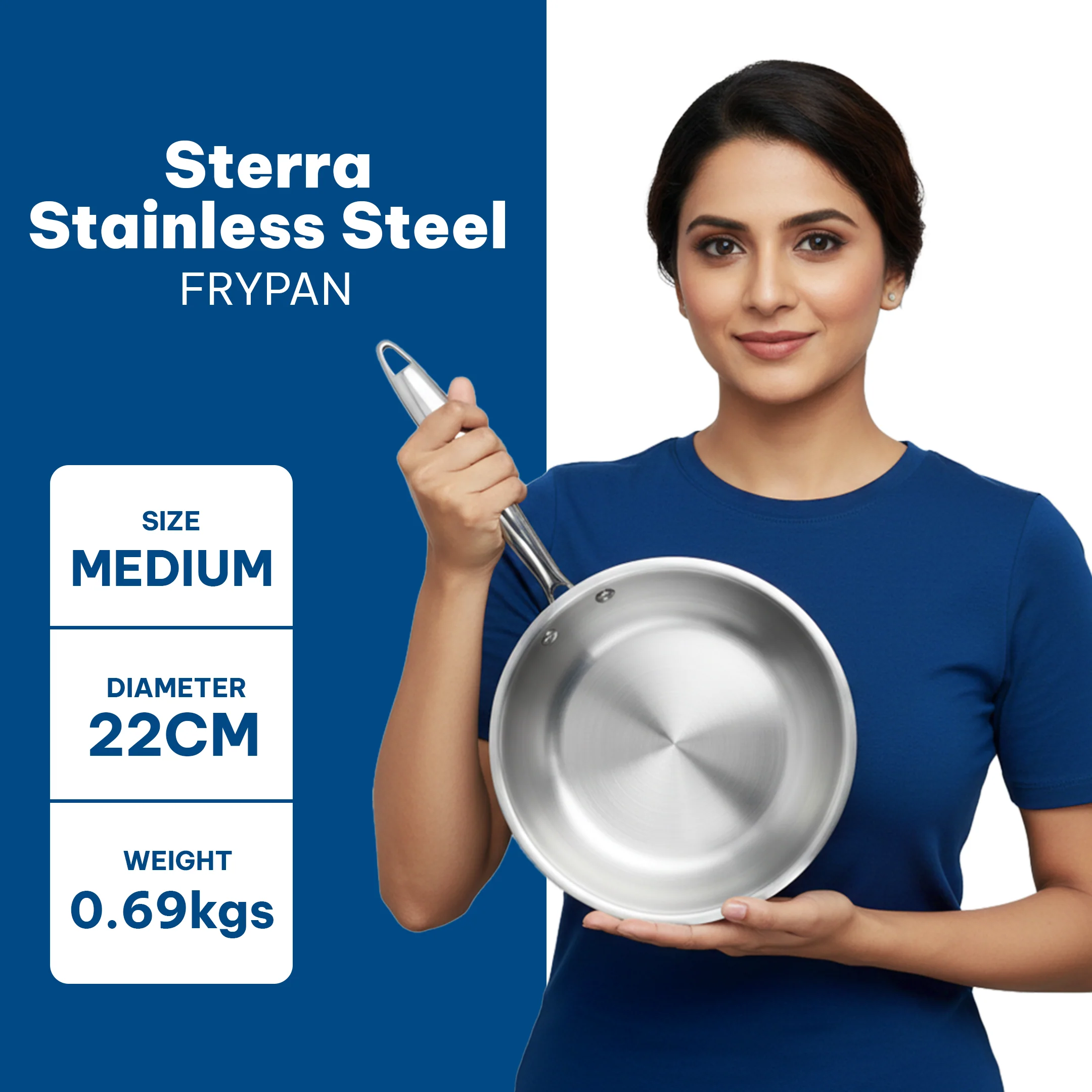 Sterra Stainless Steel Frying Pan With Triply Bottom - Image 10