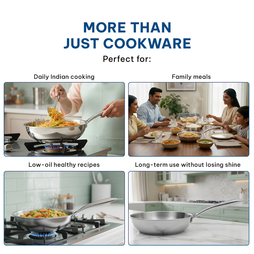 Sterra Stainless Steel Frying Pan With Triply Bottom - Image 12
