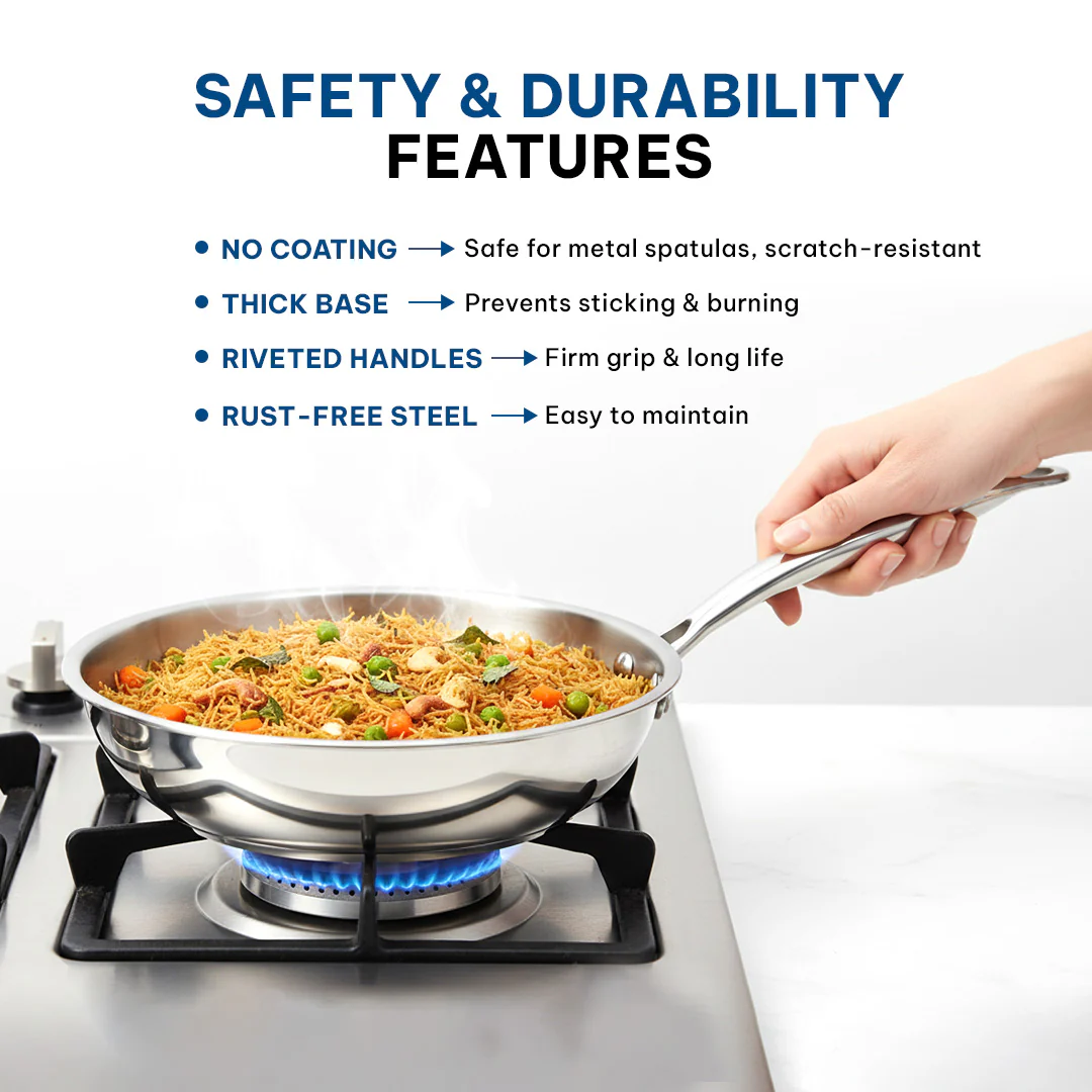 Sterra Stainless Steel Frying Pan With Triply Bottom - Image 7