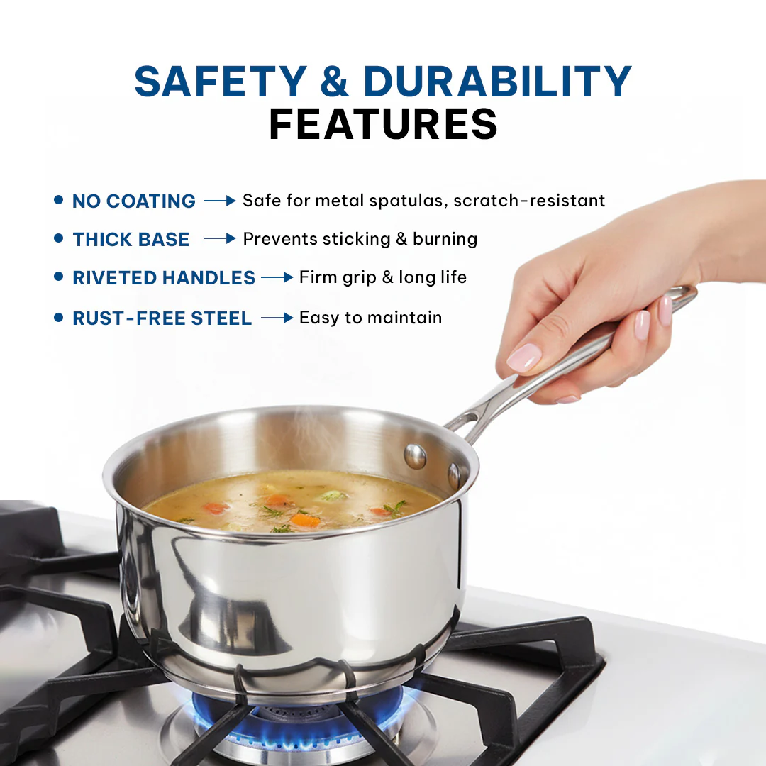 Sterra Stainless Steel Sauce Pan With Triply Bottom - Image 5