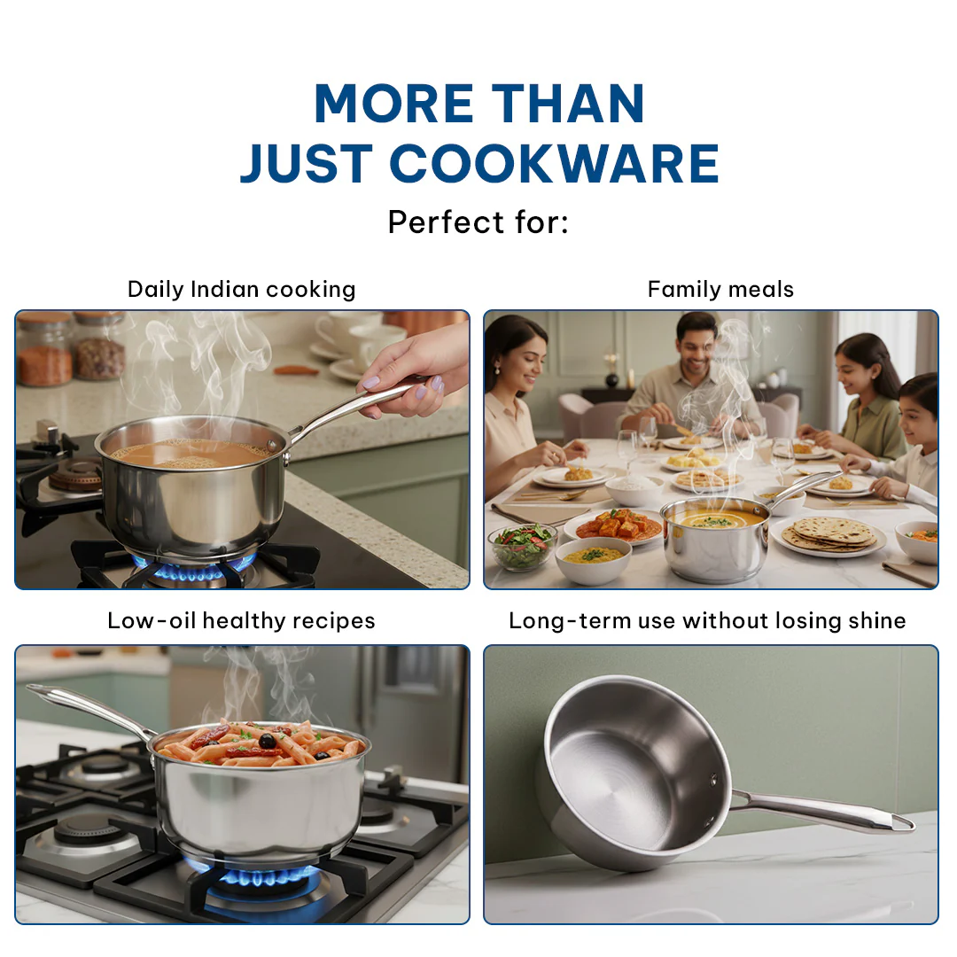 Sterra Stainless Steel Sauce Pan With Triply Bottom - Image 7