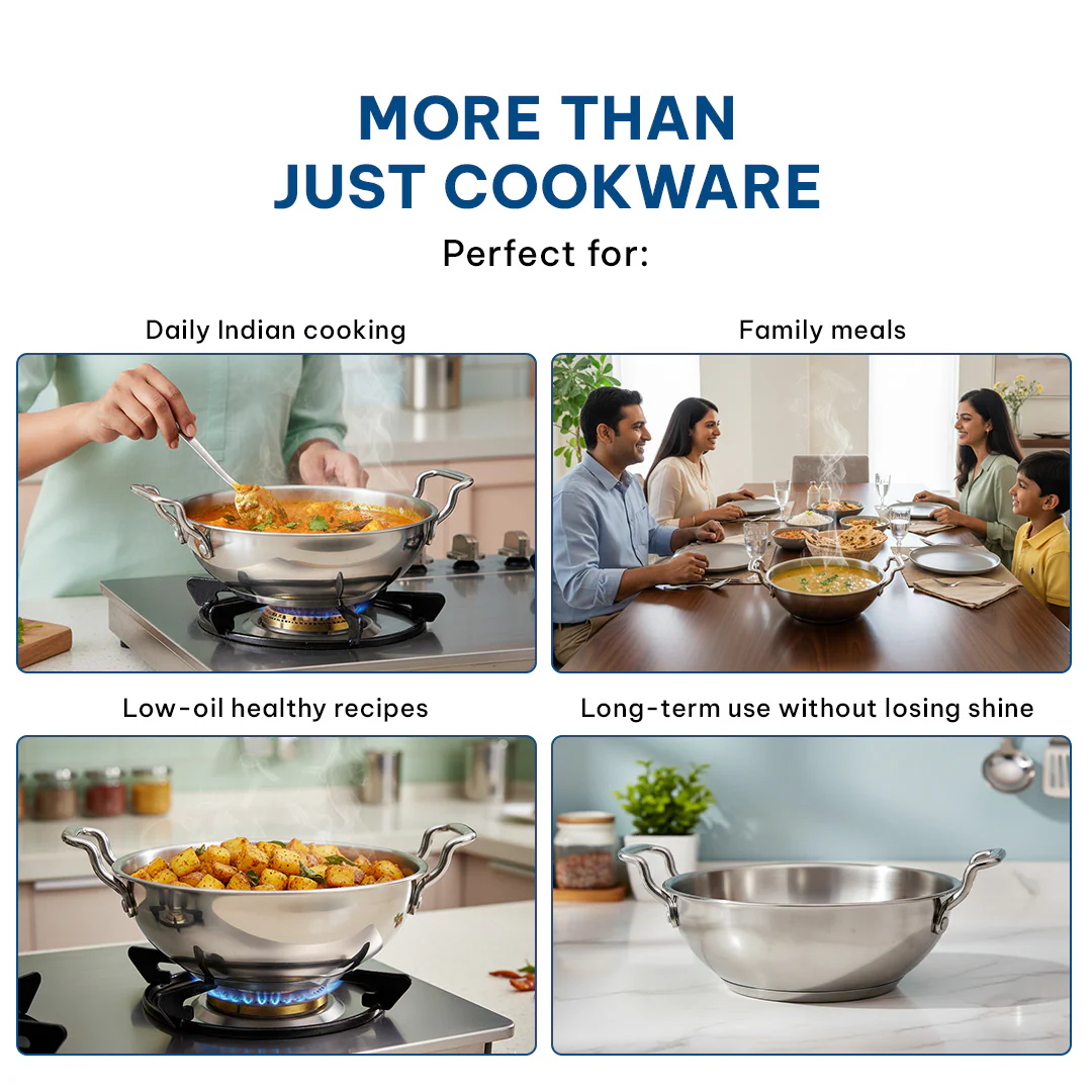 Sterra Stainless Steel Kadai With Triply Bottom - Image 13